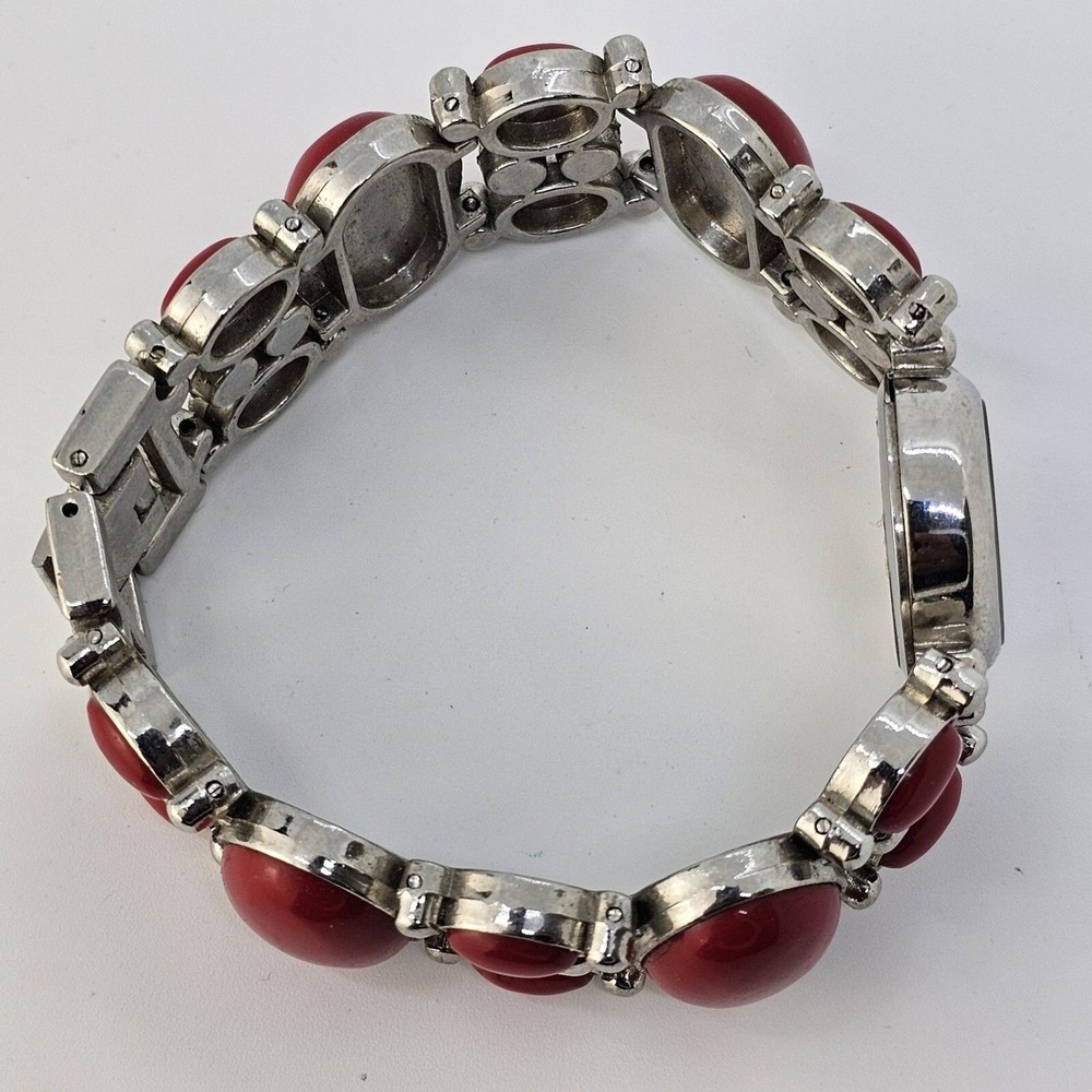 Appear Women's Watch 23MM White Dial Gray Red Bracelet 6.5" Wrist New Battery - Picture 11 of 14